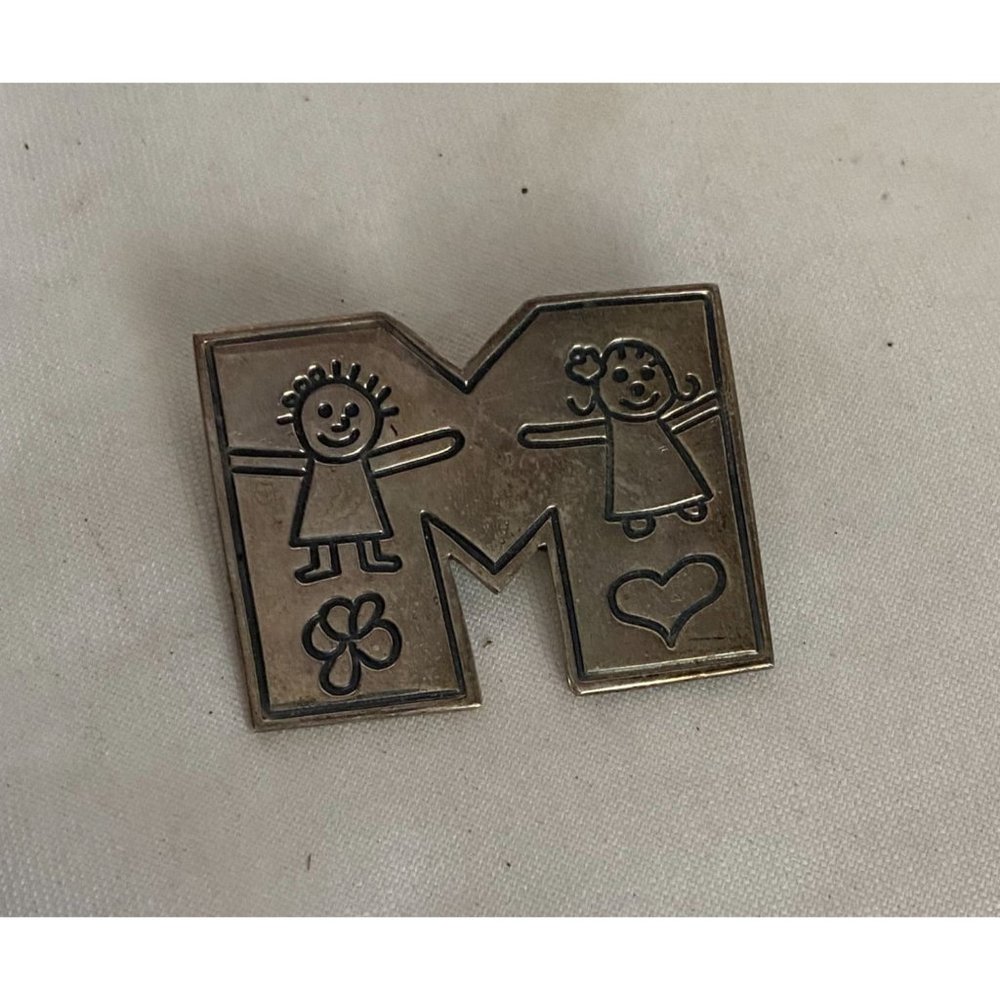 VTG Sterling Silver - EFS Save The Children Letter "M" Initial Brooch Pin